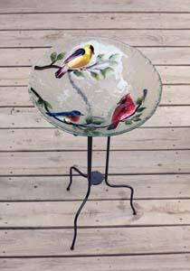 Songbird Glass Bird Bath